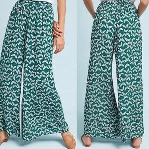 Anthropologie Maeve Green Butterfly Pants Small